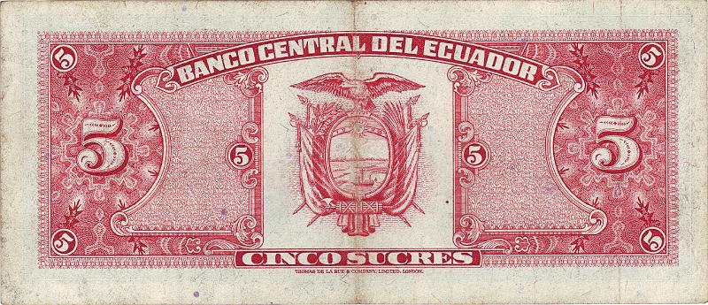 EQD_01_B.JPG - Equador, 5 sucres, F.