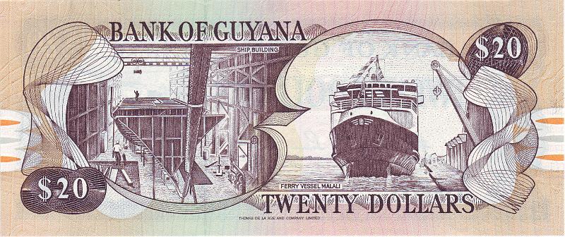 GUY_01_B.JPG - Guyana, 20 dollars, UNC.