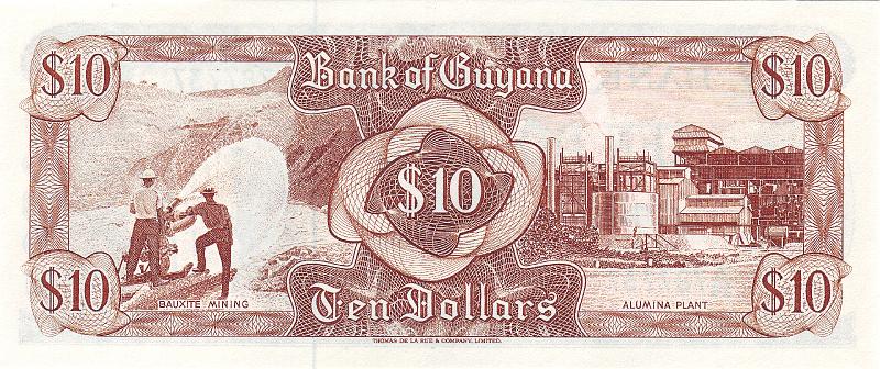 GUY_02_B.JPG - Guyana, 10 dollars, UNC.