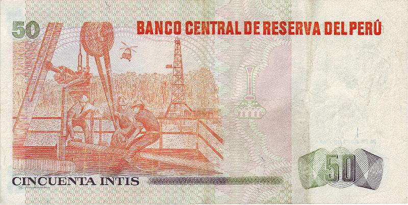 PRU_05_B.JPG - Peru, 50 intis, XF.