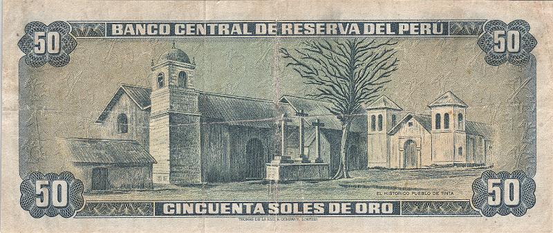 PRU_09_B.JPG - Peru, 50 soles de oro, VF.