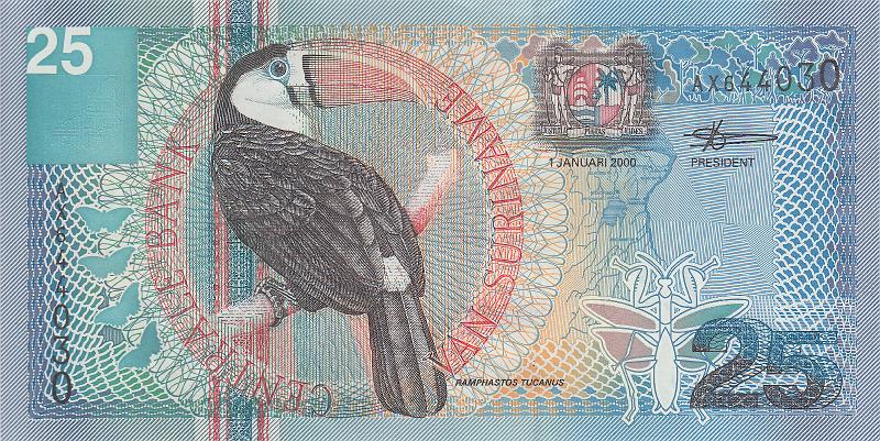 SUR_04_B.JPG - Suriname, 25 guldens, UNC.