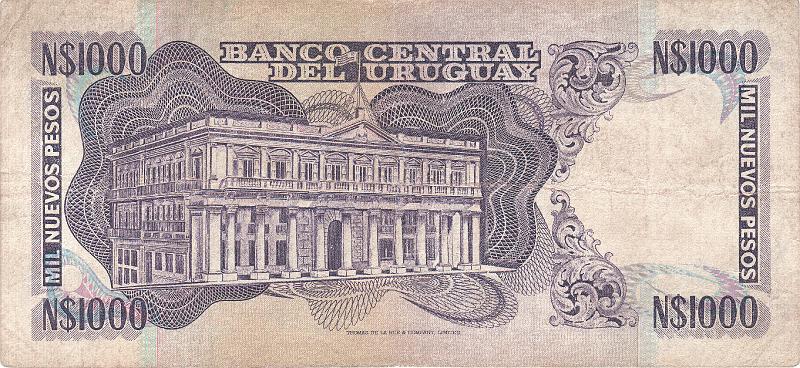 URG_06_B.JPG - Uruguay, 1000 pesos, XF.