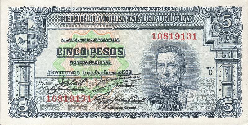 URG_08_A.JPG - Уругвай, 1939г., 5 песо.
