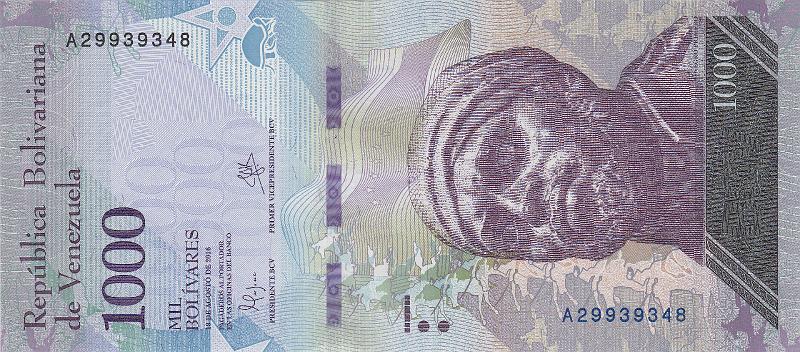VNZ_11_A.JPG - Венесуэлла (Боливарианская Республика Венесуэла), 2016г., 1000 боливар.